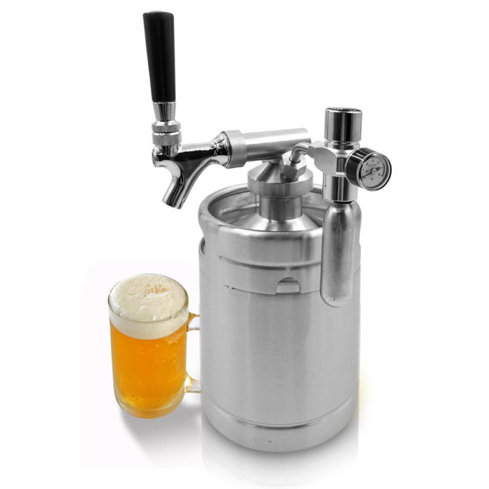 Nutrichef 0.07 Cubic Feet Black/Silver Outdoor Single Tap Mini Keg